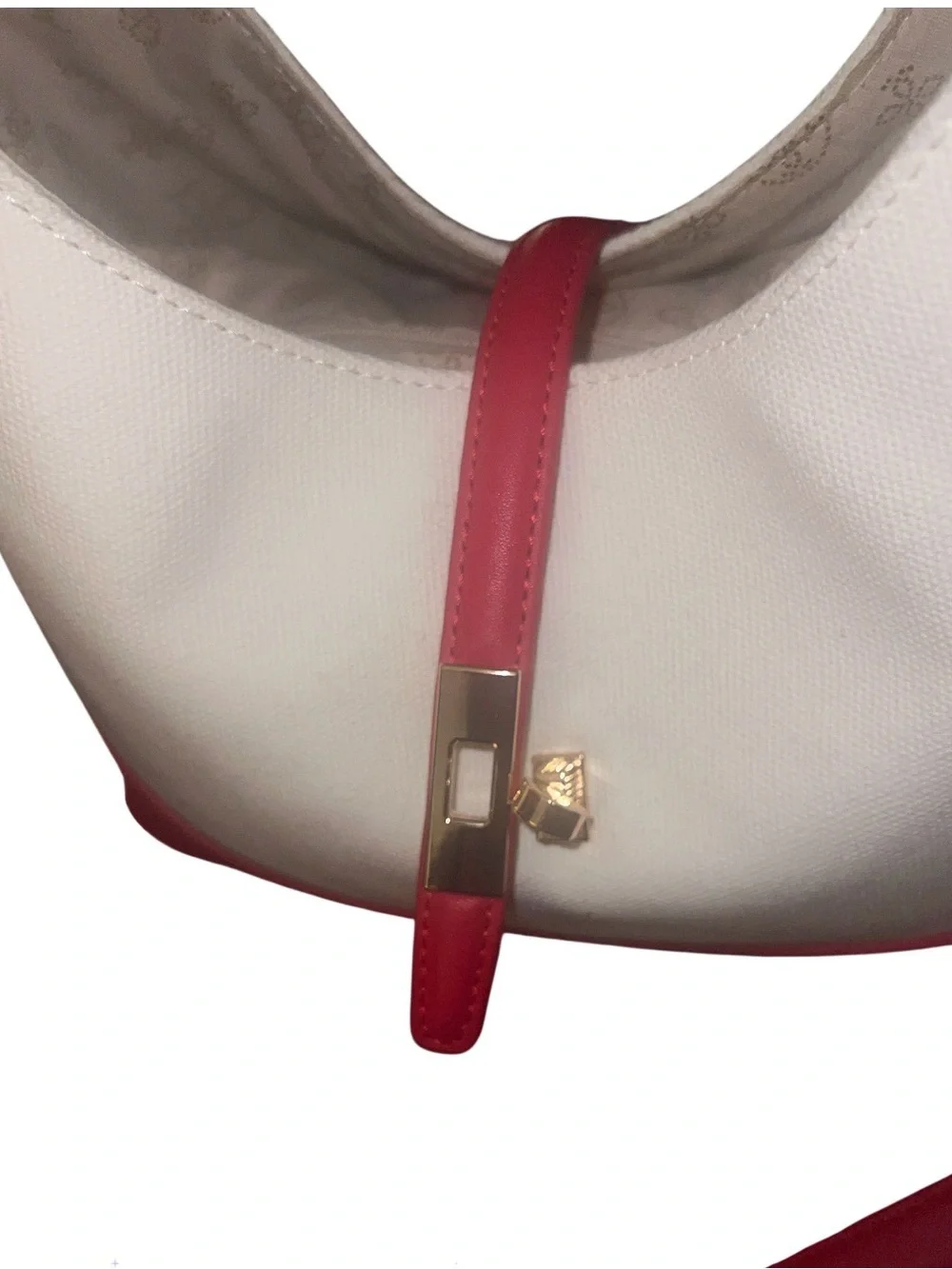 Crossi Cream and Pink Two-Tone Leather Hobo with Detachable Strap